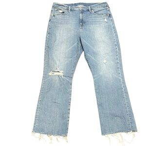 GAP NWOT Kick Fit Hogh Rise Medium Blue Wash Distressed Raw Hem Women’s 18 Tall